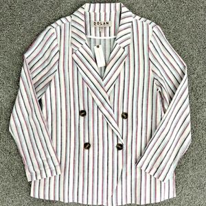 NWT S Anthro Relaxed Pinstripe Linen Blazer